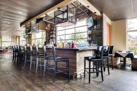 Modern bar with several stools